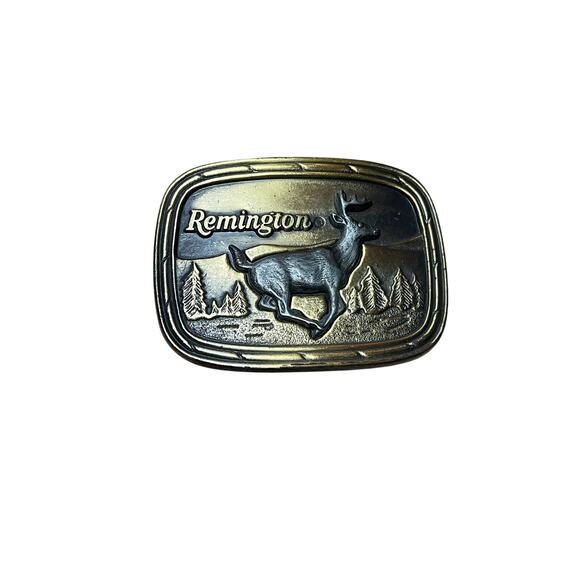 Vintage Remington Running White Tailed Deer 1979 Belt Buckle - Picture 2 of 4
